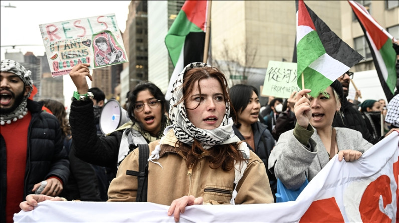 وقفة احتجاجية في نيويورك رفضا لـ"الفيتو" الأمريكي ضد وقف النار بغزة